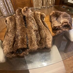Vintage Hudson Jeans Brown Fur Vest Luxurious Plush Outerwear (Unisex) $125 L-XL